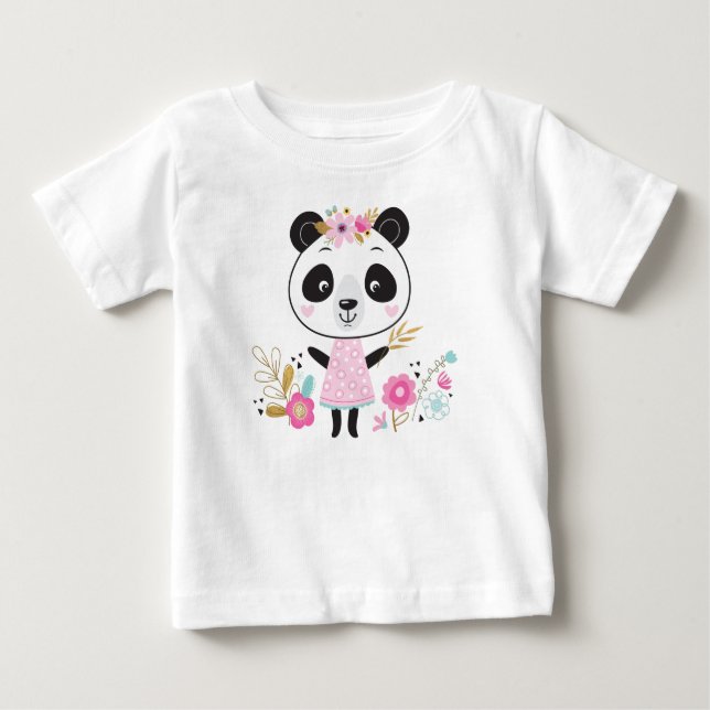 Pink Panda Adorable Girly T-shirt (Front)