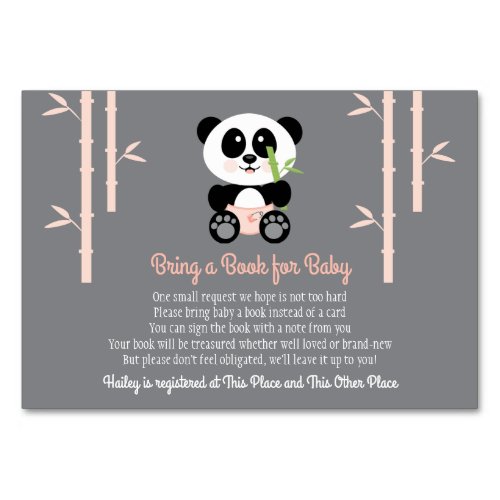 PINK PANDA BABY SHOWER BOOK REQUEST CARD