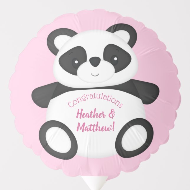 Pink Panda Bear Baby Shower Balloon (Front)