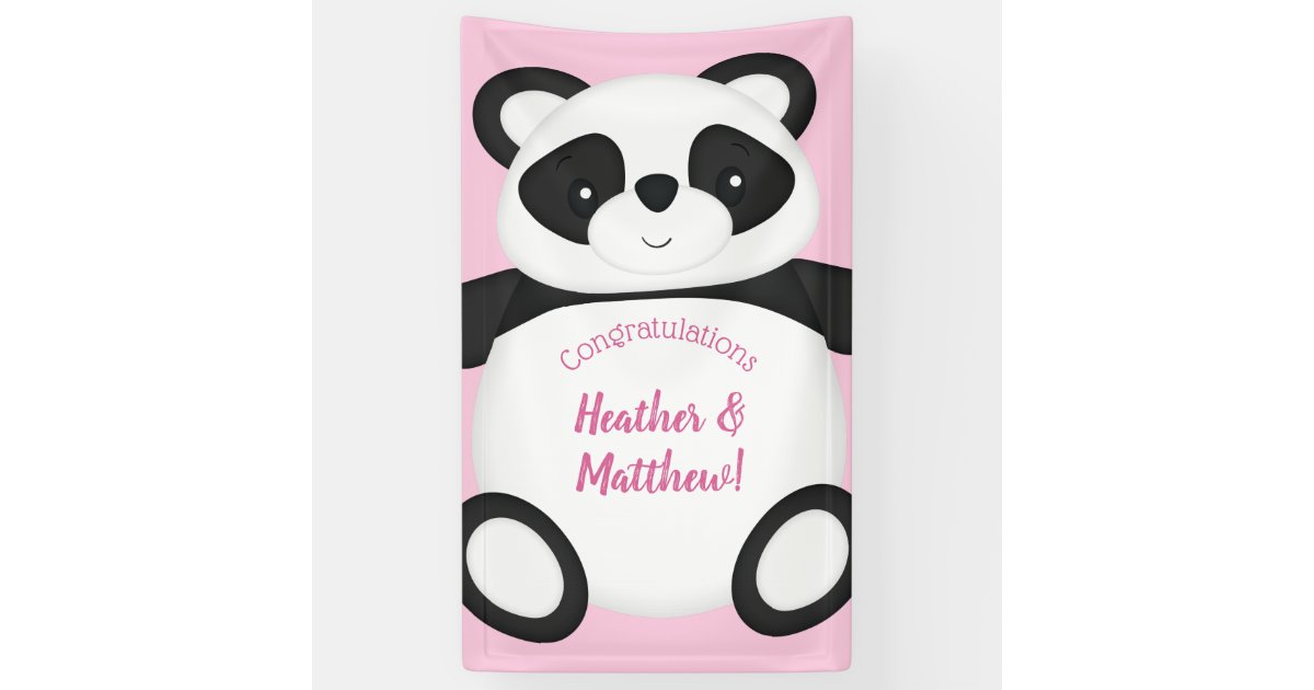 Pink Panda Bear Baby Shower Banner | Zazzle