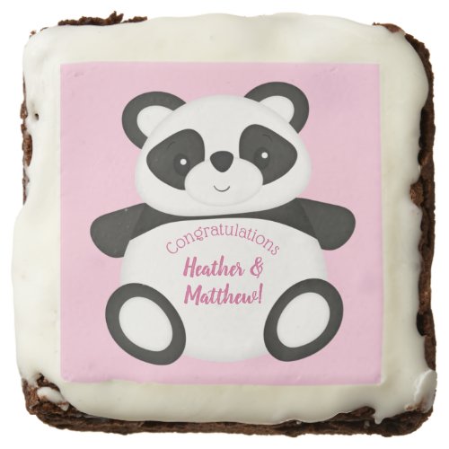 Pink Panda Bear Baby Shower Brownie