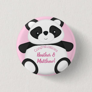 Pink Panda Bear Baby Shower Button