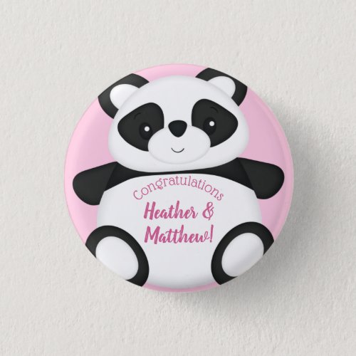Pink Panda Bear Baby Shower Button