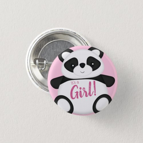 Pink Panda Bear Baby Shower Button