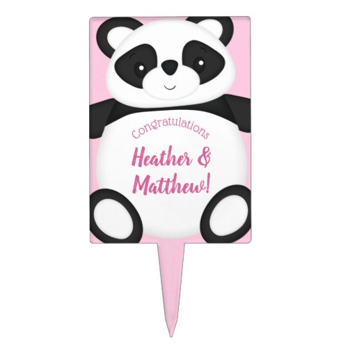 Pink Panda Bear Baby Shower Cake Topper