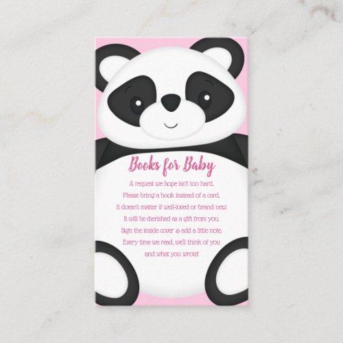 Pink Panda Bear Baby Shower Enclosure Card