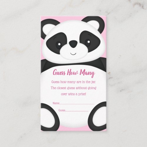 Pink Panda Bear Baby Shower Enclosure Card