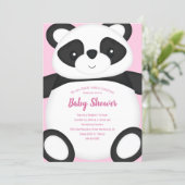 Pink Panda Bear Baby Shower Invitation (Standing Front)