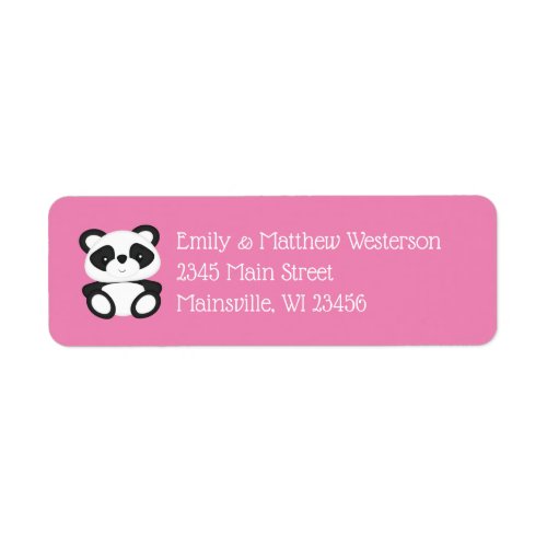 Pink Panda Bear Baby Shower Label