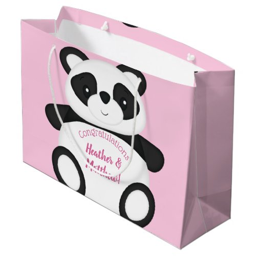 Pink Panda Bear Baby Shower Large Gift Bag