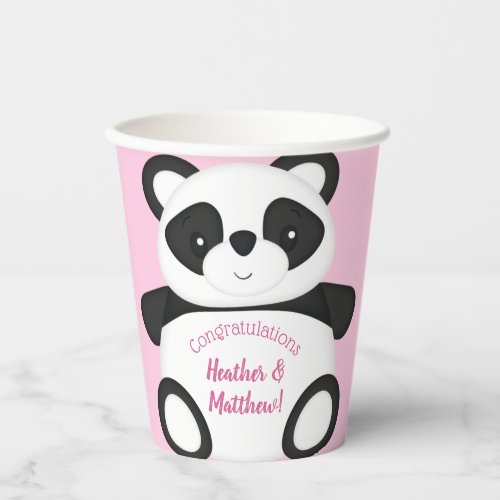 Pink Panda Bear Baby Shower Paper Cups
