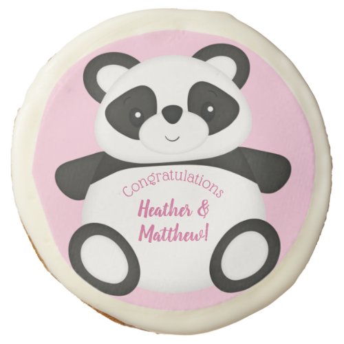 Pink Panda Bear Baby Shower Sugar Cookie