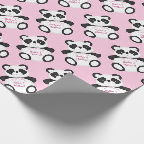 Pink Panda Bear Baby Shower Wrapping Paper