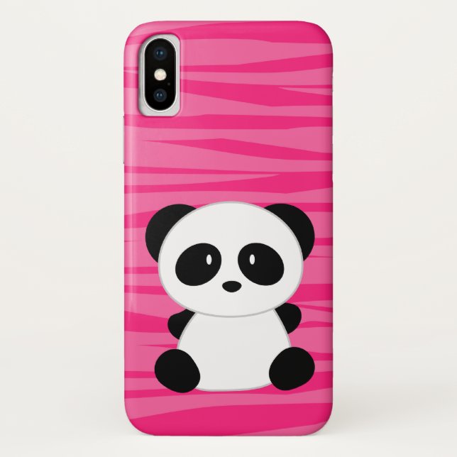 Pink Panda Bear Zebra Print Pattern Case-Mate iPhone Case (Back)