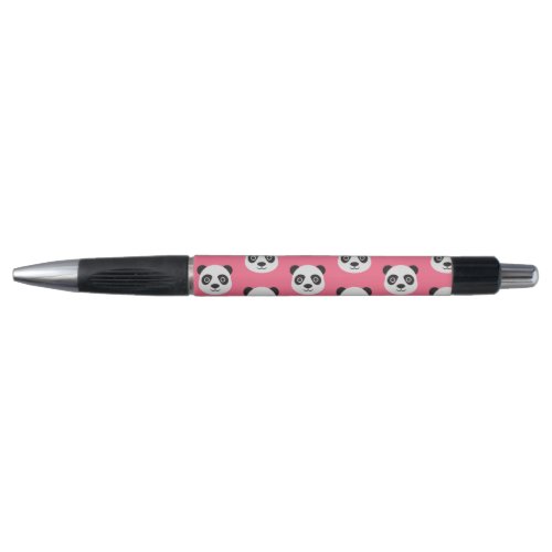 Pink Panda Face Black and White Pen