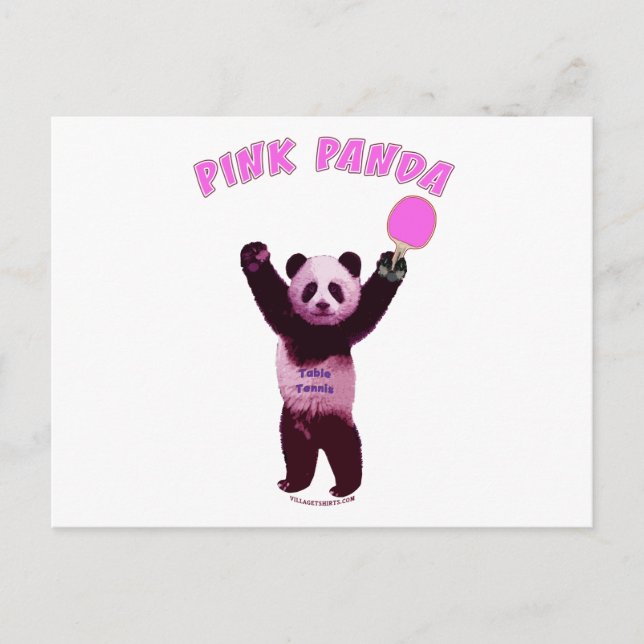 Pink Panda Ping Pong Postcard (Front)