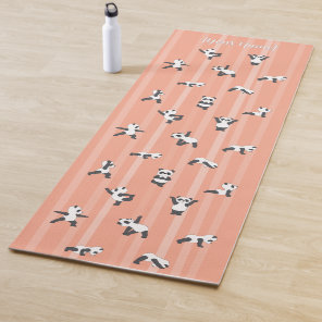 Pink Panda Yoga Mat Custom Name Same on Both Sides