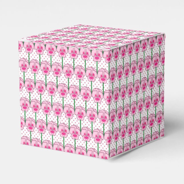 Pink pansies - retro wallpaper pattern favor boxes (Front Side)