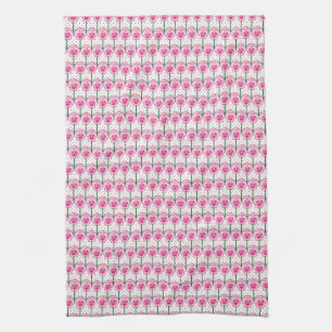 Pink pansies - retro wallpaper pattern kitchen towel