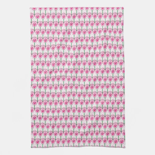 Pink pansies _ retro wallpaper pattern kitchen towel