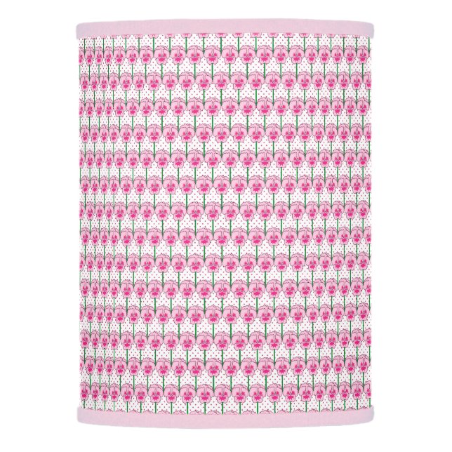 Pink pansies - retro wallpaper pattern lamp shade (Front)