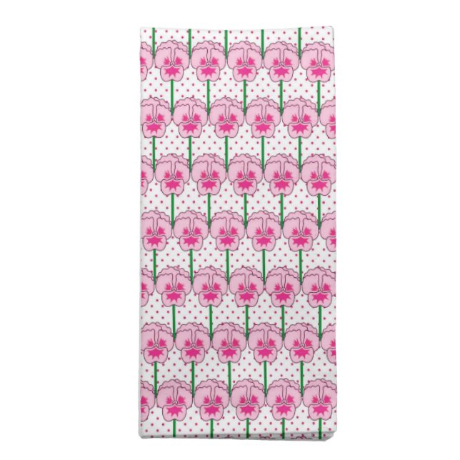 Pink pansies - retro wallpaper pattern napkin (Folded)