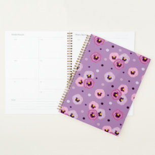 Pink pansies, seamless pattern planner