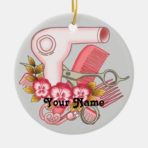 Pink Pansy Beautician Ceramic Ornament