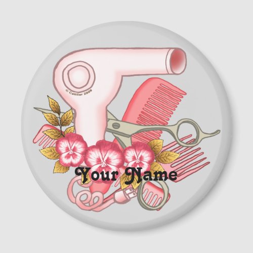 Pink Pansy Beautician custom name Magnet