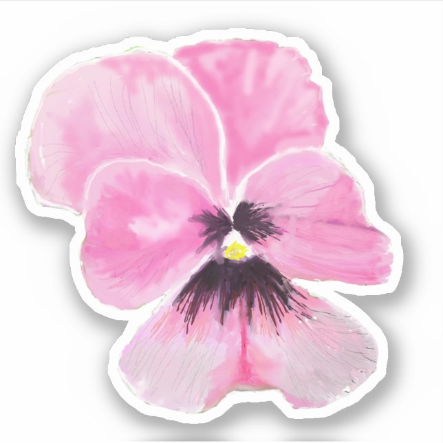 Pink pansy contour sticker (Front)