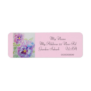 Pink Pansy Flower Floral Return Address Labels