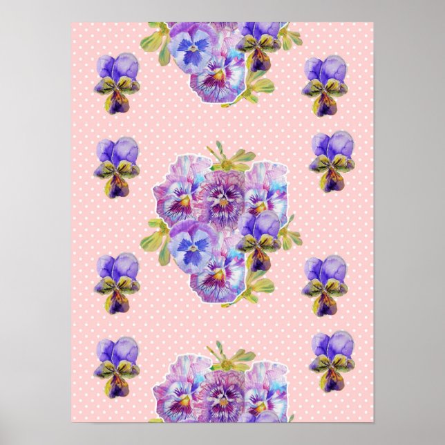 Pink Pansy flower flowers Shabby Chic Poster (Front)