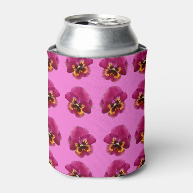 Pink Pansy Passion Pattern, Can Cooler (Can Front)