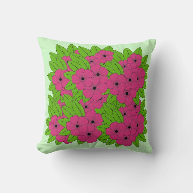 Pink Pansy Reversible Throw Pillow (Front)