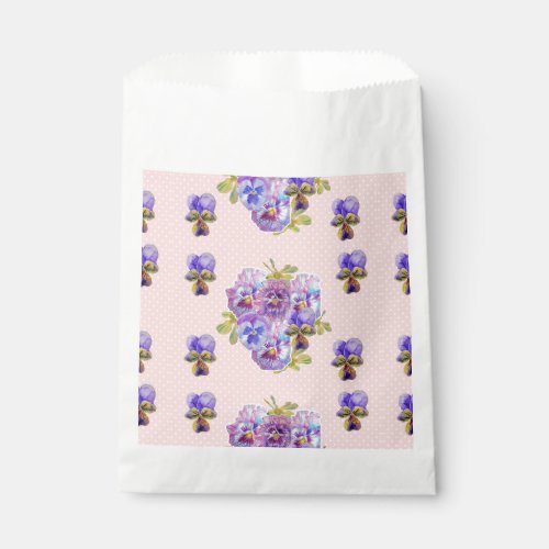 Pink Pansy spot Flowers floral Party Favor Bags