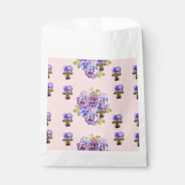Pink Pansy spot Flowers floral Party Favor Bags (Front)