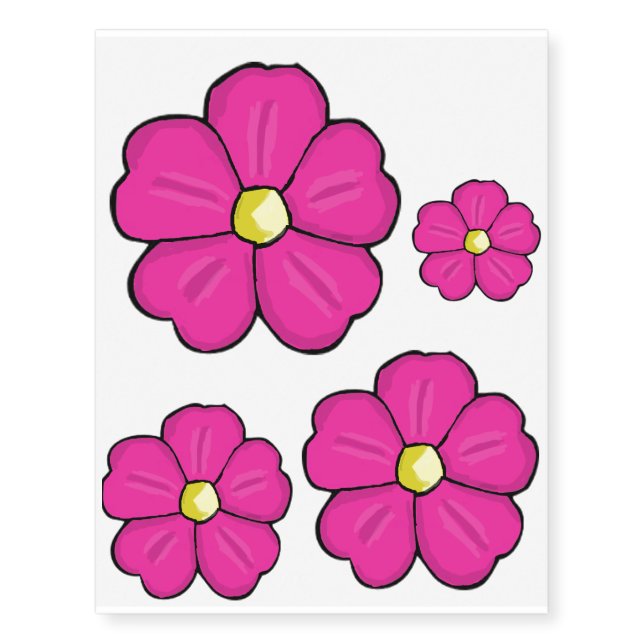Pink pansy temporary tattoos (Front)