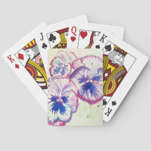 Pink Pansy Watercolor Painting Floral Art Poker Cards