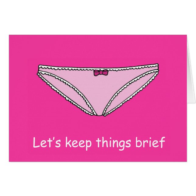Pink Panties Brief Note Cartoon Cards (Front Horizontal)