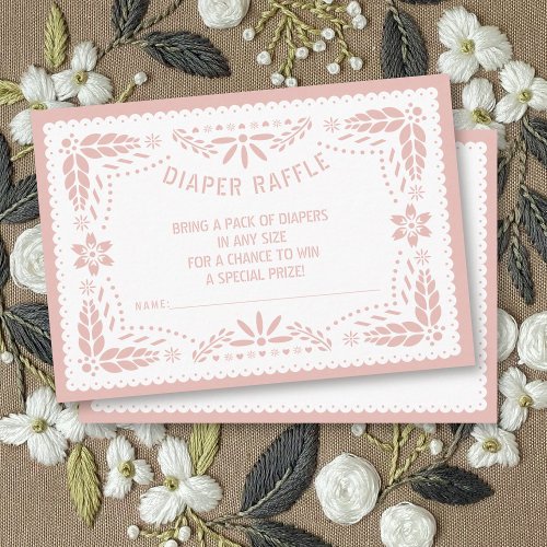 Pink papel picado Baby girl Shower Diaper Raffle Enclosure Card