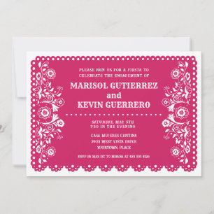 Pink Papel Picado Cinco de Mayo Engagement Party Invitation
