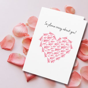 Pink Paper Airplane Heart Romantic Valentine's Card