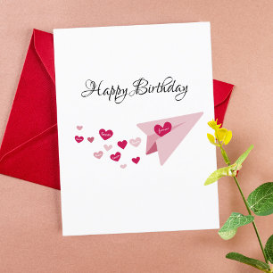 Pink Paper Airplane,Romantic,Boyfriend Birthday  Holiday Postcard