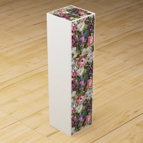 Pink Paper Flower Collage Wine Gift Box