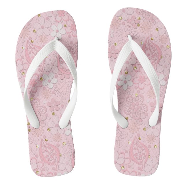 Pink paper flowers flip flops (Footbed)