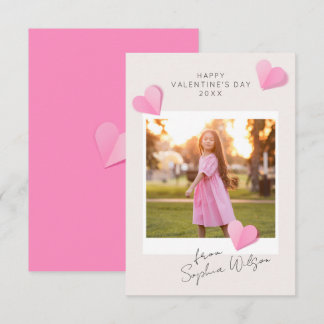 Pink Paper Hearts Photo Love Happy Valentine's Day Note Card
