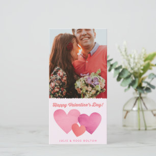 Pink Paper Hearts Skinny Valentine's Day Holiday Card