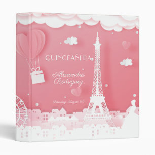 Pink Paper Paris Quinceañera 3 Ring Binder