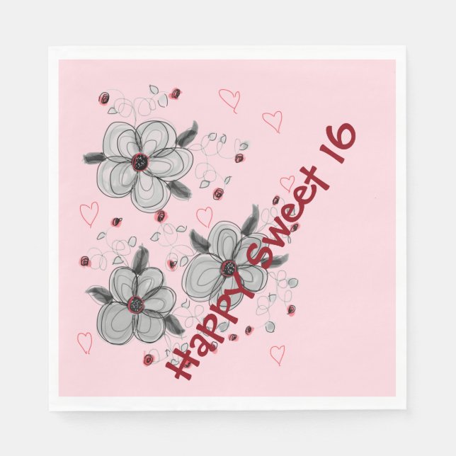 Pink Paper Party Napkins (Front)