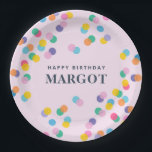 Pink Paper Plates with Confetti for Girl's Bday<br><div class="desc">Add a pop of color and fun to your girl's birthday celebration with our pink party plates! Featuring a playful confetti design, these plates are sure to bring a smile to the birthday girl's face and make the party even more special. Perfect for serving up slices of cake or holding...</div>